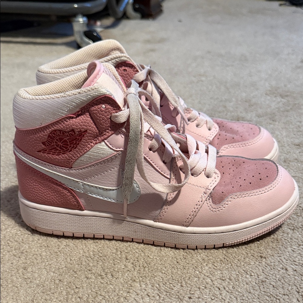 Nike Women's Jordans Pink and White High-Top Sneakers
